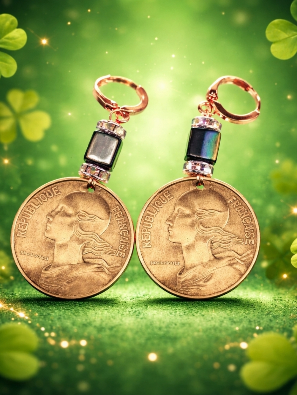 👑✨ Earrings “Marianne Française – Golden Spirit” 🇫🇷✨“Parisian Coin Elegance”